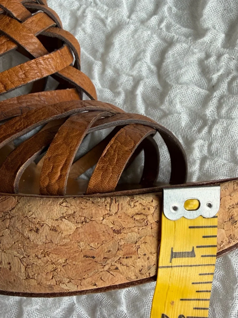 Tory Burch Leather Annamarte Strappy Cork Wedge Sandals Size 8.5